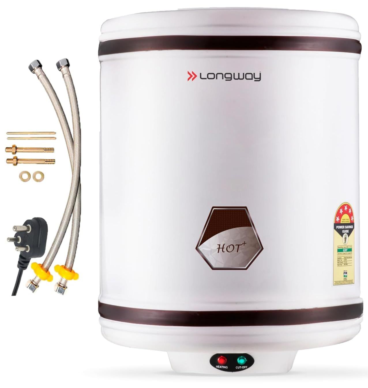 Longway Hotplus 25 LTR Automatic Storage Water Heater with Multiple Safety System & Anti-Rust Coating 5 Star Rated (Off White, 25 LTR, Pack of 1) Longway Hotplus 25 LTR Automatic Storage Water Heater with Multiple Safety System & Anti-Rust Coating 5 Star