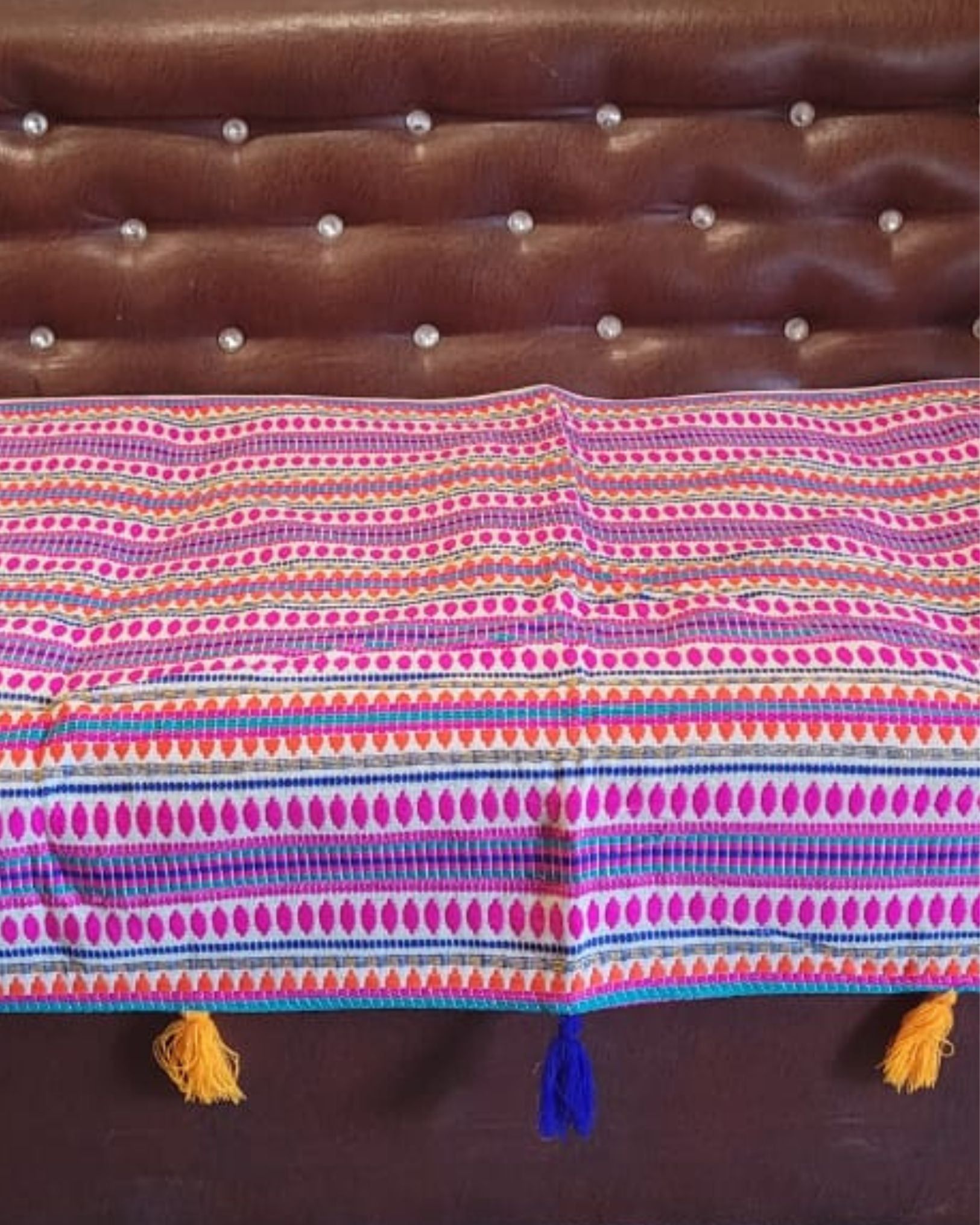 Khamma Ghani Cotton Fuchsia Pink Sofa Throw or Cover-1 Seater