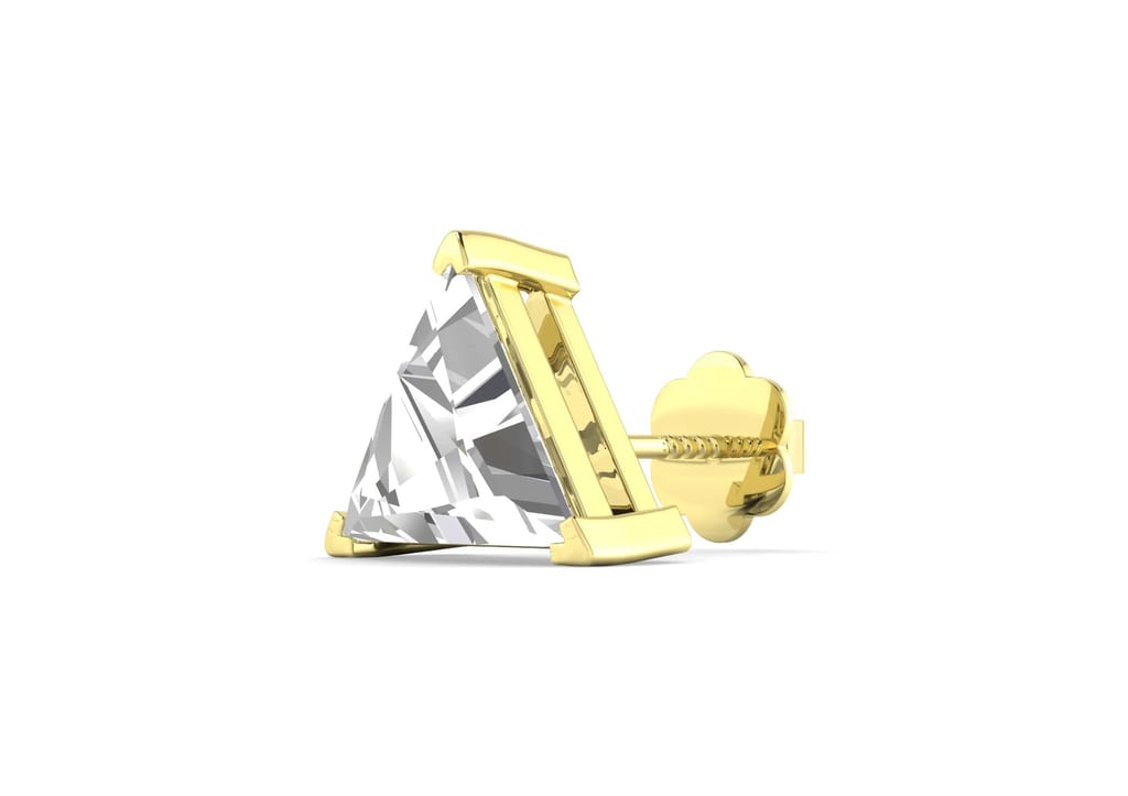 Triangle Solitaire CZ Ear Stud For Him (1 Pc Only)