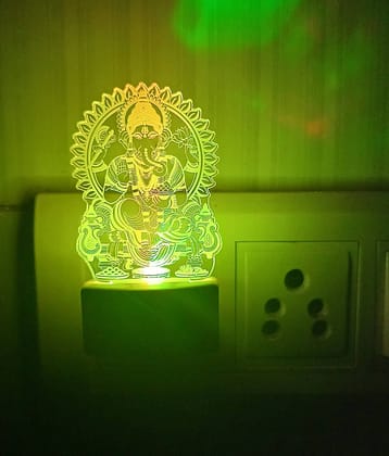 DIONA Night Lamp Ganpati LED Night Light Home Decor, Office, Kids Room, Bedroom