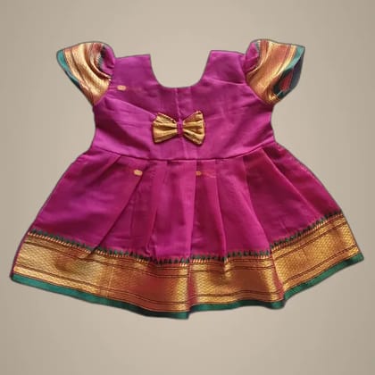 Mom And Me Purple Frock (0-3 Months) | Acrylic Cotton, Balloon Sleeve | Festive Wear