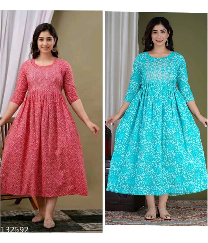 Nevisha Style Multi Color Cotton Maternity Kurta Pack of 2