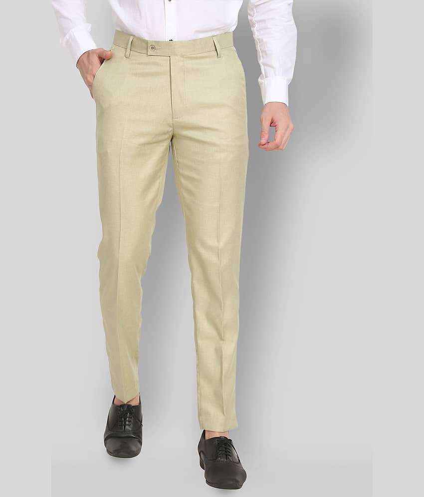 SAM & JACK - Light Green Polycotton Regular - Fit Men's Formal Pants ( Pack of 1 )