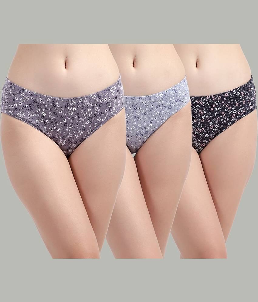 Bruchi Club Pack of 3 Cotton Hipster For Women ( Multi Color )