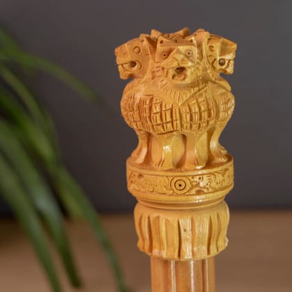 Handcrafted Wooden Ashoka Pillar