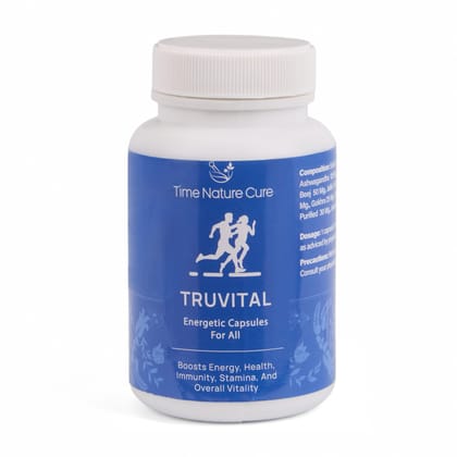 Time Nature Cure Truvital | Ayurvedic Energetic Capsules for All | Shilajit, Ashwagandha, Shatavari, Amla & Kauch Beej | Boosts Energy, Immunity & Stamina | 60 Capsules