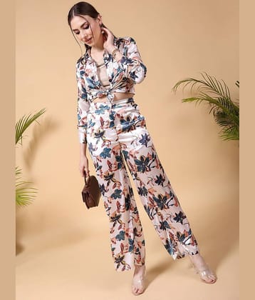 Freehand Women Printed Shirt With Trousers Co-Ord Set ( Off White )