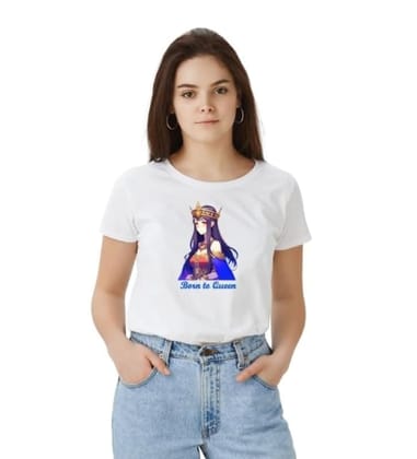 Women's Polyester Solid Printed Round Neck Half Sleeve T-Shirt (White, XL)-PID55656