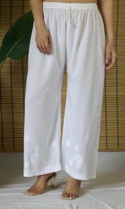 Rayon Chikankari Palazzo – White-S