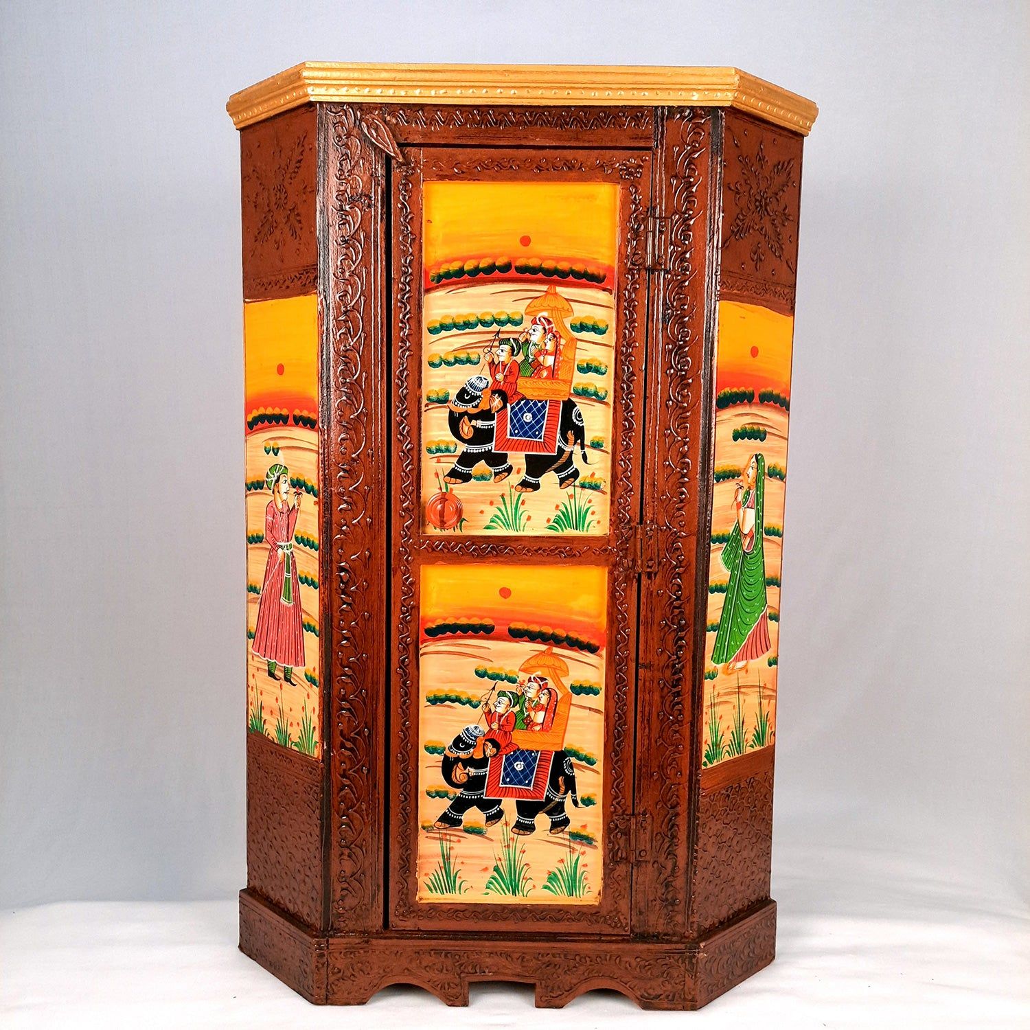 Almirah Corner Rack | Wooden Cabinet with Two Drawers - for Home, Living Room, Bedroom Decor | For Storage & Gifts - 30 Inch