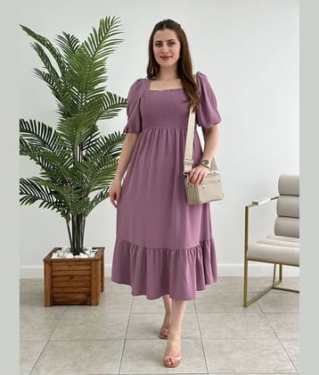 Sheetal associates Women Crepe Solid Fit & Flare Dress ( Purple )