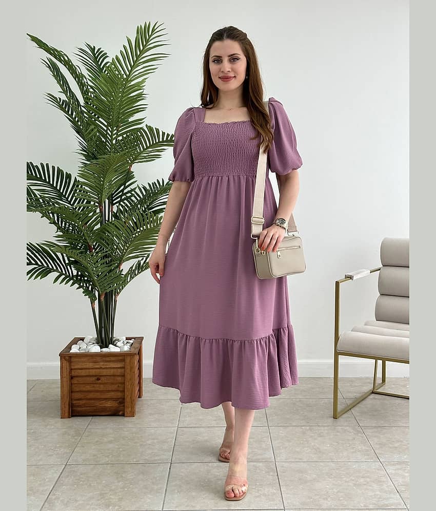 Sheetal associates Women Crepe Solid Fit & Flare Dress ( Purple )