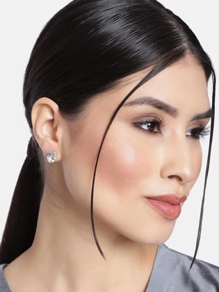 Gold-Plated Oval AD Embellished Studs