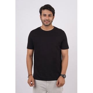 Red Line Mens Black Solid 100% Cotton Round Neck T-Shirt Red Line Mens Black Solid 100% Cotton Round Neck T-Shirt