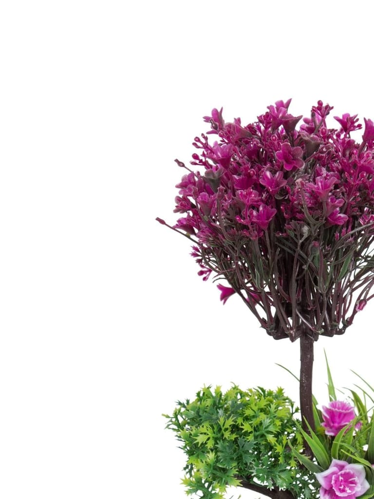 Burgundy Faux Flower Vase For Home Décor