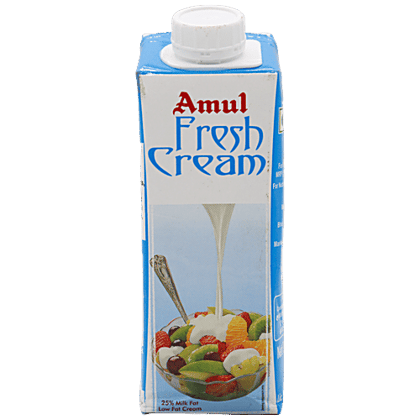 Amul Fresh Cream - 25% Milk Fat Low Fat, 250 ml