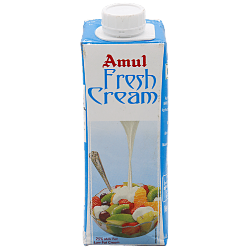 Amul Fresh Cream - 25% Milk Fat Low Fat, 250 ml