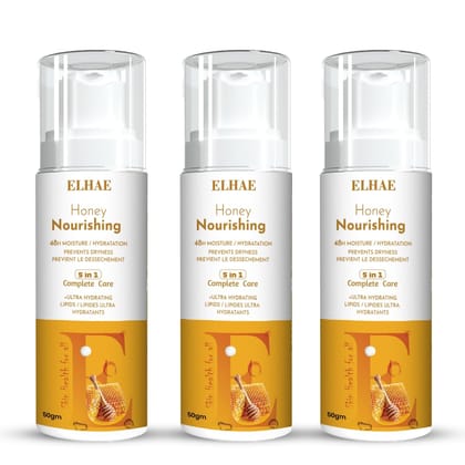 ELHAE Natural Honey Moisturizing Lotion Pack of 3, Body and Hand Hydration with Pure Honey Extract, 50ml Each