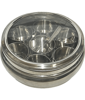 Dynore Belly Masala Dabba Steel Silver Spice Container ( Set of 1 )