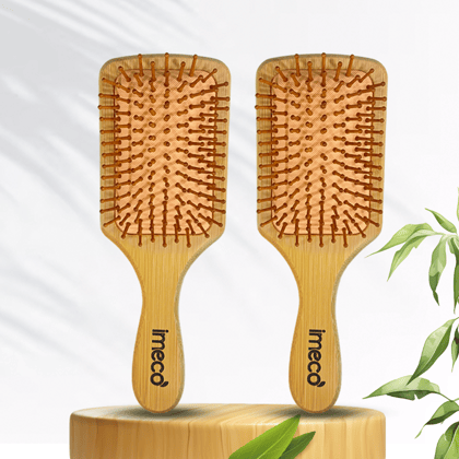 IMECO Anti-Static Bamboo Paddle Hair Brush (Natural, Pack of 2) | Eco-Friendly Hair Grooming Tool | Everyday Hair Care IMECO Anti-Static Bamboo Paddle Hair Brush (Natural, Pack of 2) | Eco-Friendly Hair Grooming Tool | Everyday Hair Care