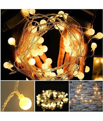 MIRADH 5Mtr 20 Ball LED With 8 Mode Changing String Lights Off White