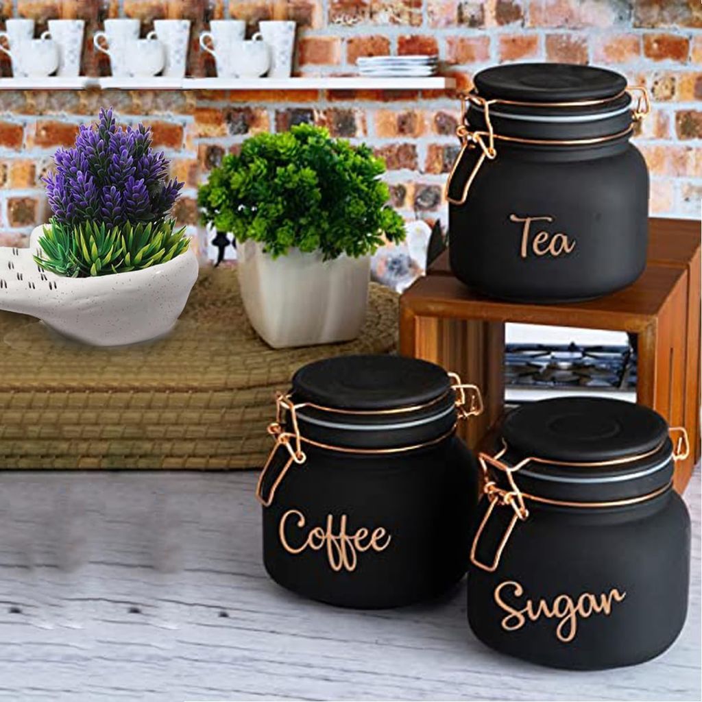 Tea Coffee Sugar Containers For Kitchen Storage Container With Lid Tea Coffee & Sugar, Dry Fruit Jars (set of 3)