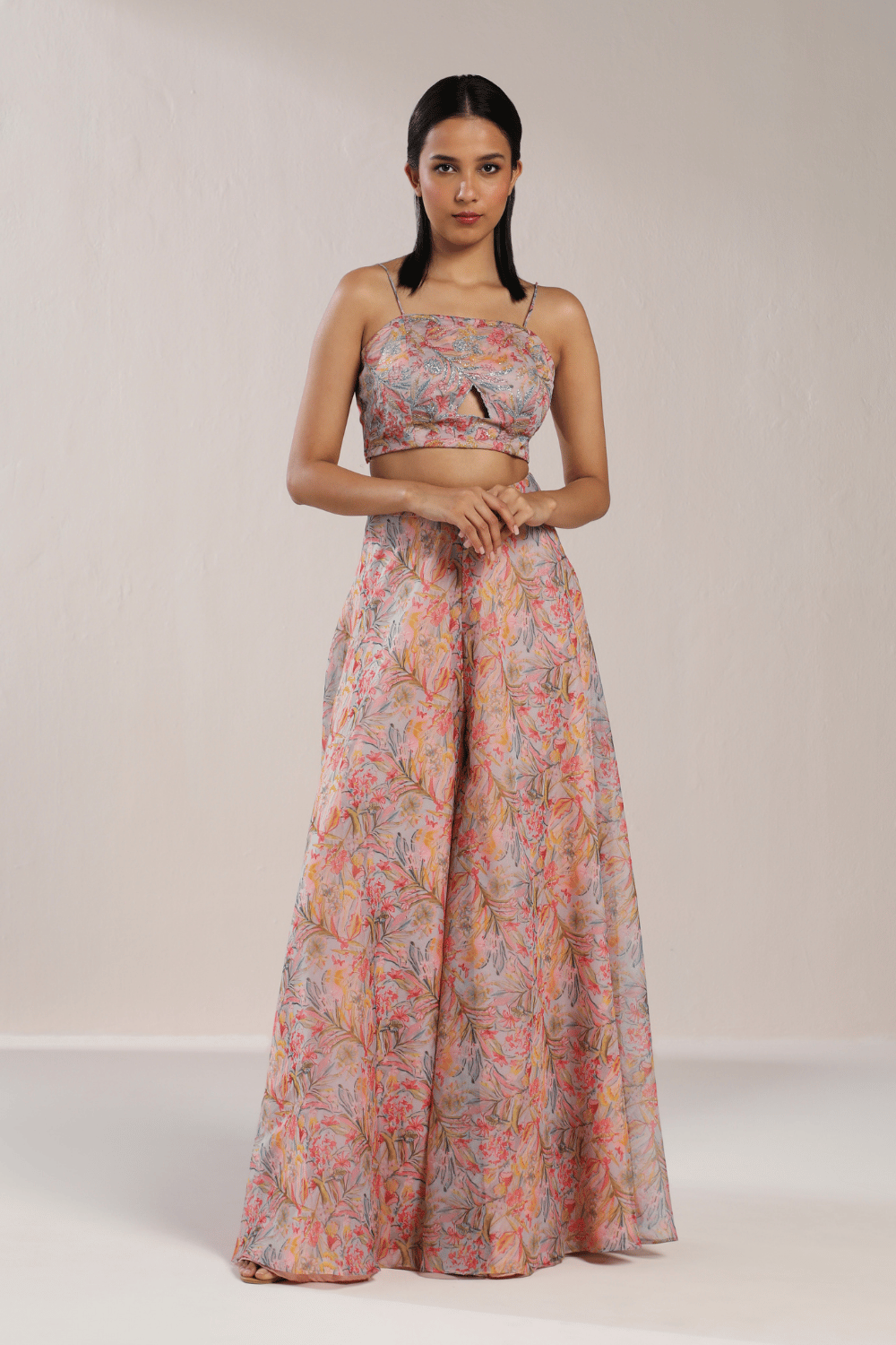 PRINTED CROP TOP AND PANTS-XS