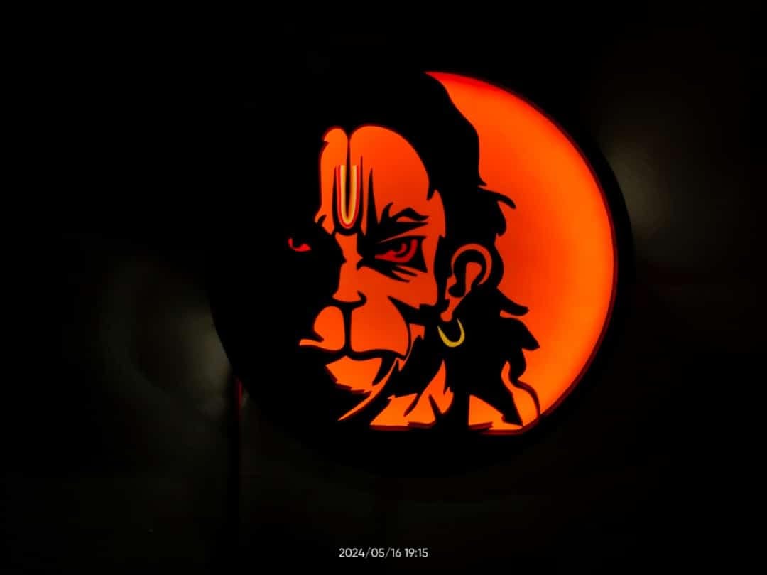 THE MAGICAL GIFTS TERA MERA GIFT hanuman ji mdf led wall mount, for home, office, decor, gift to any one on spacial day (size 6 x 6)
