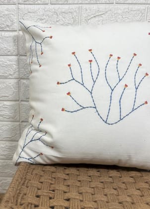 Indihomecraft Cushion Cover Hand Embroidery Inspired Decorative Boho Cushion Cover for Sofa Couch Swing Chair Living Room & Bedroom 18 x 18 Inches, Pack of 1