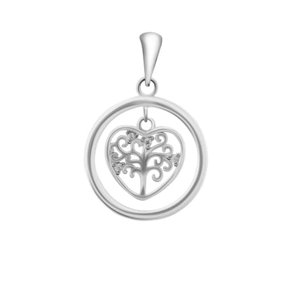 Wisdom Tree in Circle | 925 Silver Pendant for Women-Free / Silver / Modern