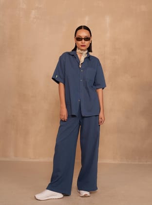 Blue Palm Organic Cotton Unisex Shirt-3XS