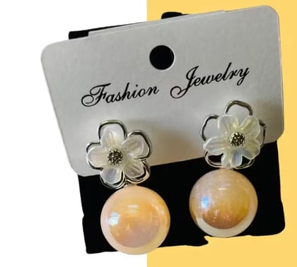 Kozykit White Flower Light Pink & Orange Pearl Earrings for Women & Girls | Floral Enamel Pearl Drop Stud Earrings | Silver Toned Western Style Party Wear Jewellery | Lightweight Daily, Festive & Gifting Earrings Kozykit White Flower Light Pink & Orange Pearl Earrings for Women & Girls | Floral Enamel Pearl Drop Stud Earrings | Silver Toned Western Style Party Wear Jewellery | Lightweight Daily, Festive & Gifting Earrings