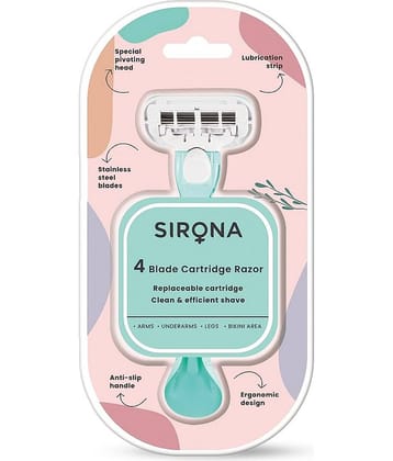 Sirona Hair Removal Razor for Women with Aloe Vera & Vitamin E Lubrication - 1 Pcs with 4 Swedish Stainless Steel Blade