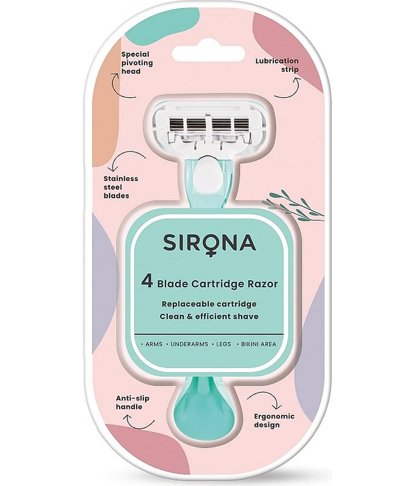 Sirona Hair Removal Razor for Women with Aloe Vera & Vitamin E Lubrication - 1 Pcs with 4 Swedish Stainless Steel Blade