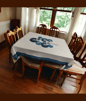 mopak decor Embroidered Cotton 4 Seater Square Table Cover ( 147 x 97 ) cm Pack of 1 Cream