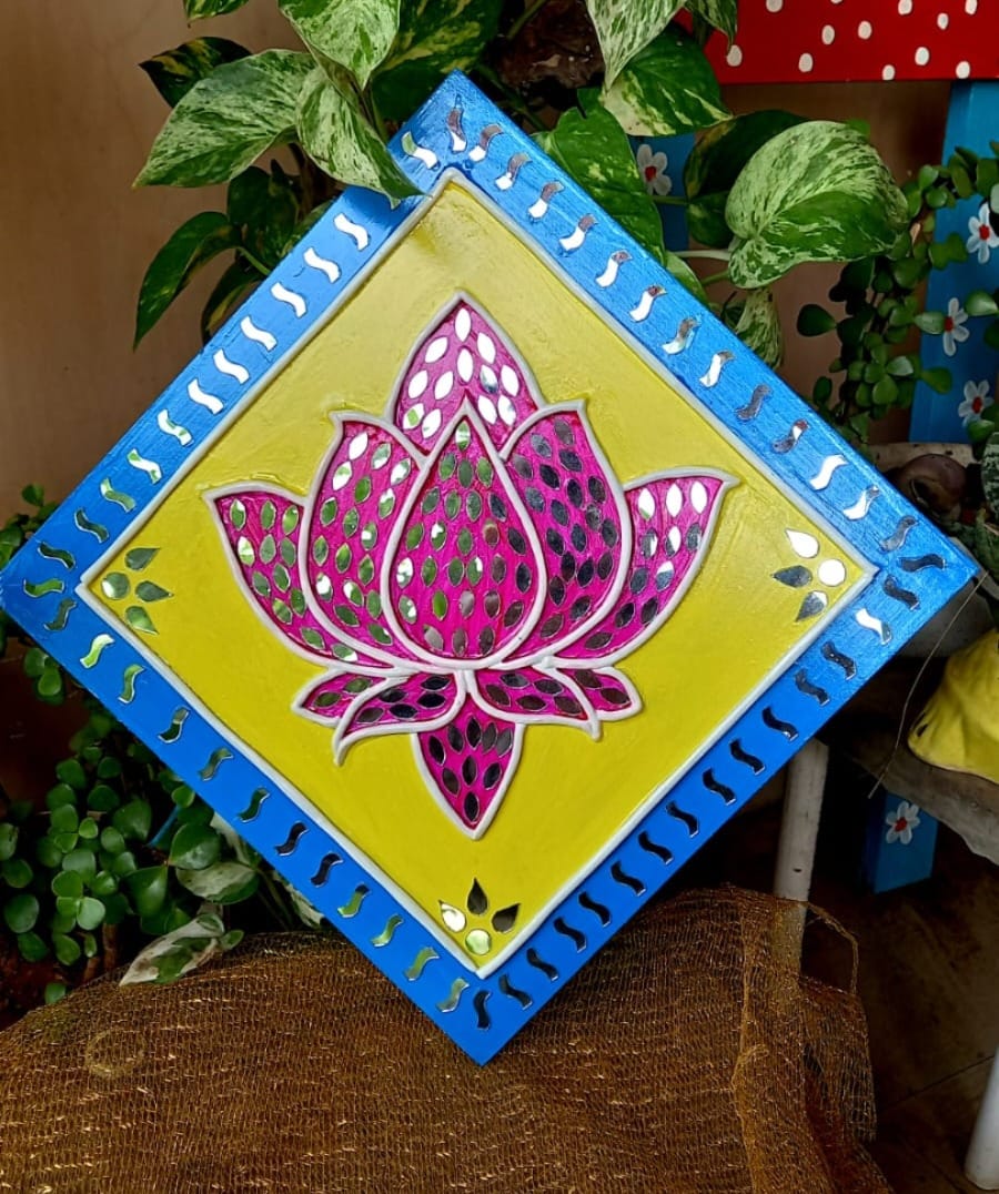 Lotus bloom Mirror wall Hanging Lippan Art-2