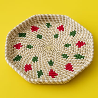 Handwoven Decorative Basket with Geometric Design