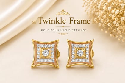 Twinkle Frame Gold Stud Earrings