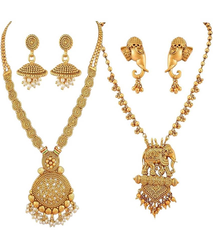 YouBella Jewellery Sets for Women Gold Plated Necklace Jewellery Set with Earrings for Girls/Women (Spiral and Bahubali Combo)