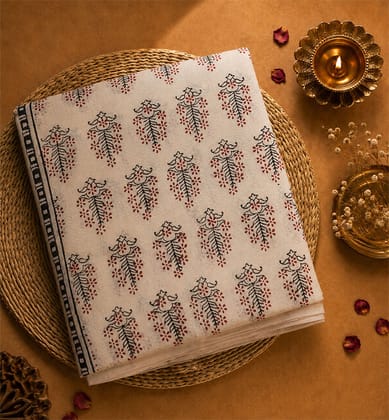 Hand Block Printed Bagh Sausar Cotton Saree 