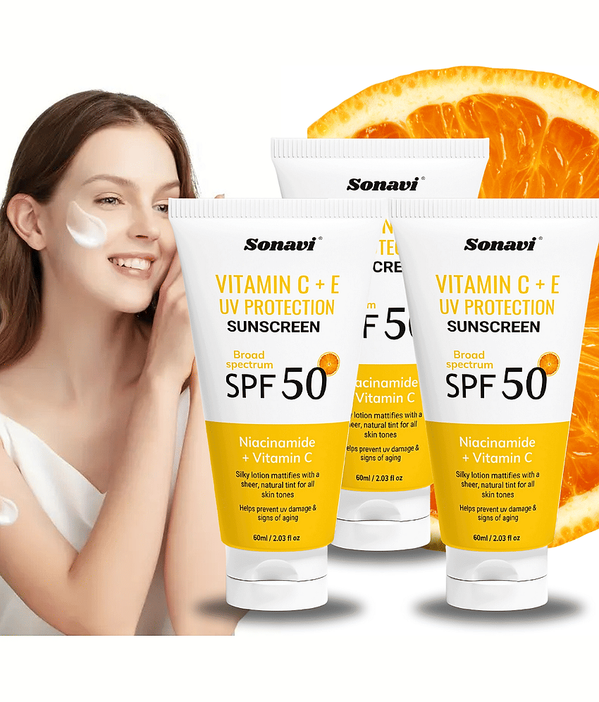 Sonavi SPF 50 Sunscreen Cream For All Skin Type ( Pack of 3 )