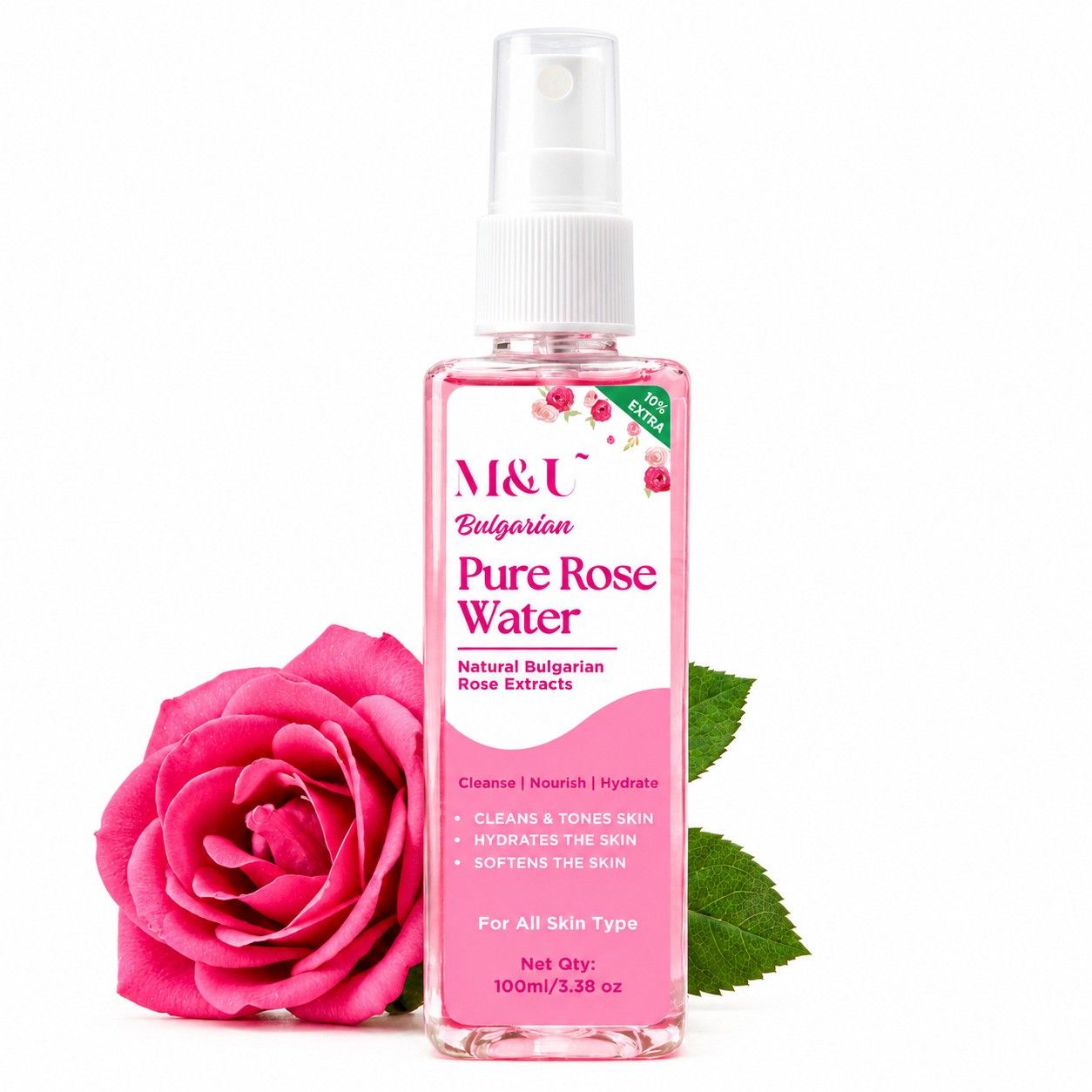 Bulgarian Rose Water Face Mist & Toner For Calm & Soft Skin - 100ml