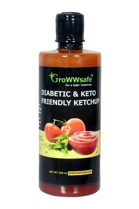 GroWWsafe Diabetic And Keto Friendly Tomato Ketchup, 500 gm GroWWsafe Diabetic And Keto Friendly Tomato Ketchup, 500 gm