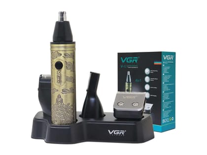 VGR V-621 Professional 4 in 1 Grooming Kit, All in one Trimmer for Men Trimmer 90 min Runtime 7 Length Settings (Gold)