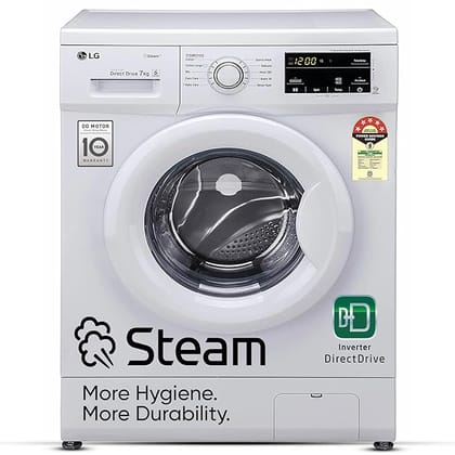 LG 7 Kg, 5 Star, Direct Drive Technology, Steam Wash, 6 Motion DD, Smart Diagnosis, Fully-Automatic Front Load Washing Machine (Allergy Care, In-Built Heater, Touch Panel, White) White