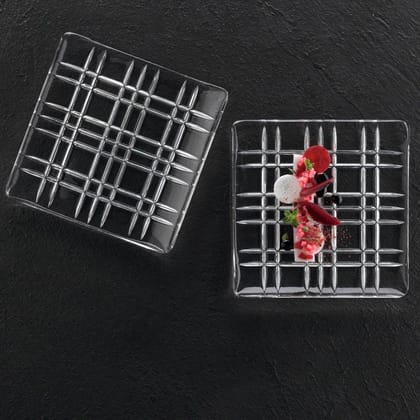 Nachtmann Square Crystal Square Smoke Plate 21 Cm (Set Of 2)