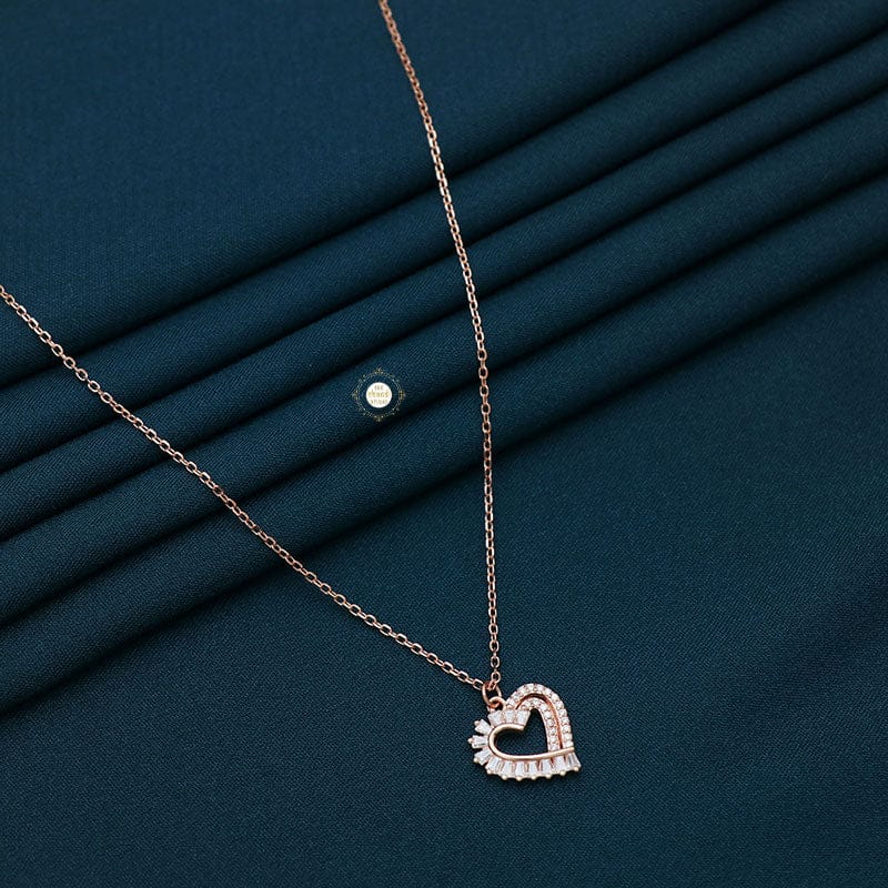 Sparkling Silver Heartfelt Necklace-Rose Gold