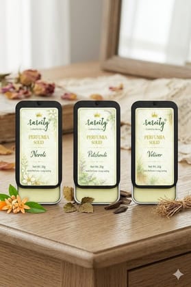 Rareity Perfume Solid Perfume Combo Pack of 3 (Neroli, Patchouli & Vetiver) | Pocket Solid Fragrance Balm | Long Lasting Aroma | Travel Friendly | 20g Each