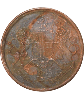 Half Anna 1845 - East India Company Copper Rare old Coin