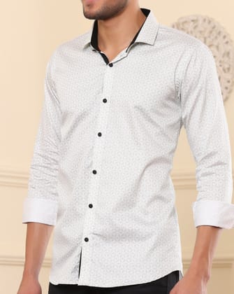 Geometrical Print Casual Shirt White color-M